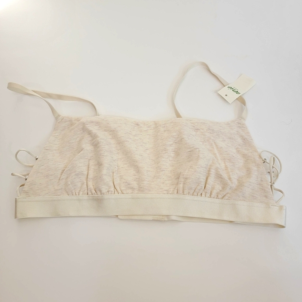 Aerie Cream Bandeau Intimates Medium 2022 Criss Cross Sides